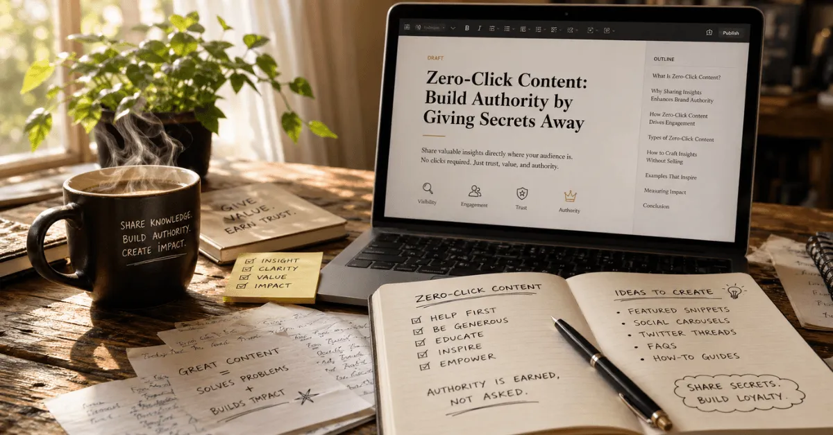 Zero-Click Content Build Authority by Giving Secrets Away in 2026